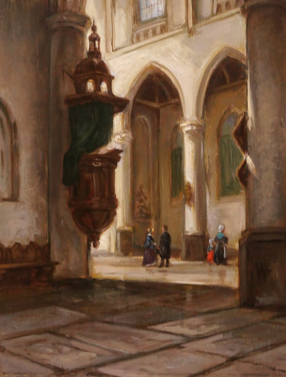 Adolphe Hervier 1818-1879 Church In Normandy Or Picardy, Painting, Circa 1850-60 Romanticism-photo-4
