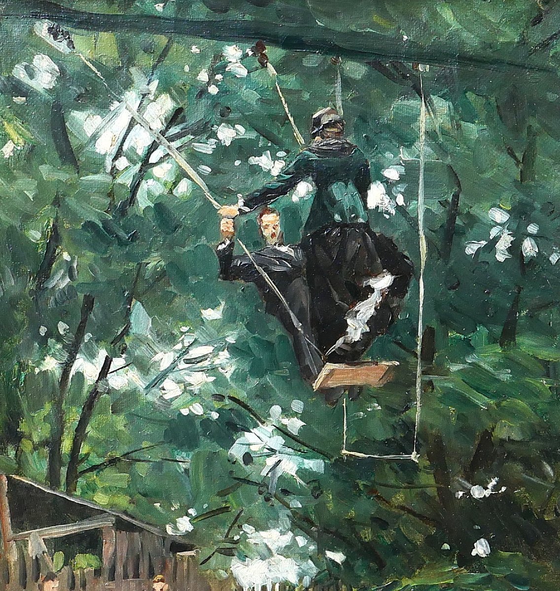 Alexandre Brun 1853-1941 The Swing At The Guinguette, Painting 1879 Impressionism-photo-3