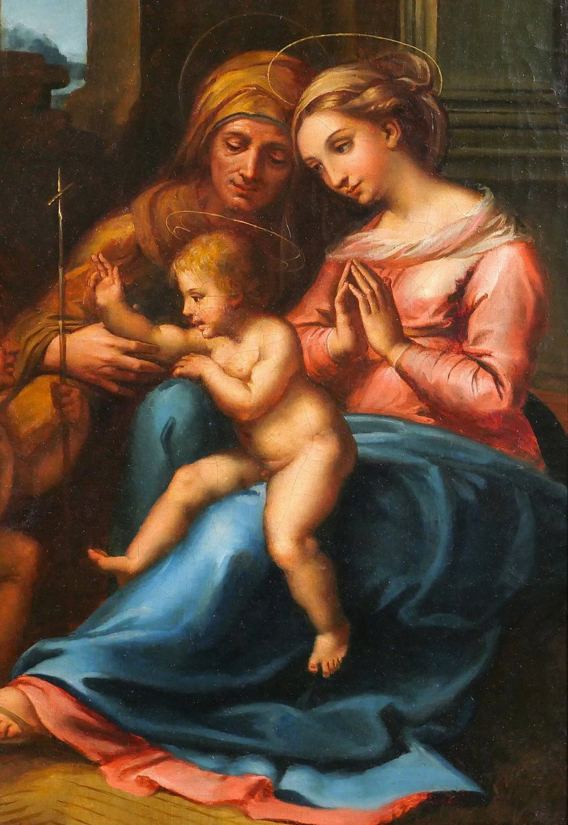 Ecole italienne 19e d'après Raphaël 1516 La Madone de l'Amour divin, tableau Raffaello Sanzio-photo-3