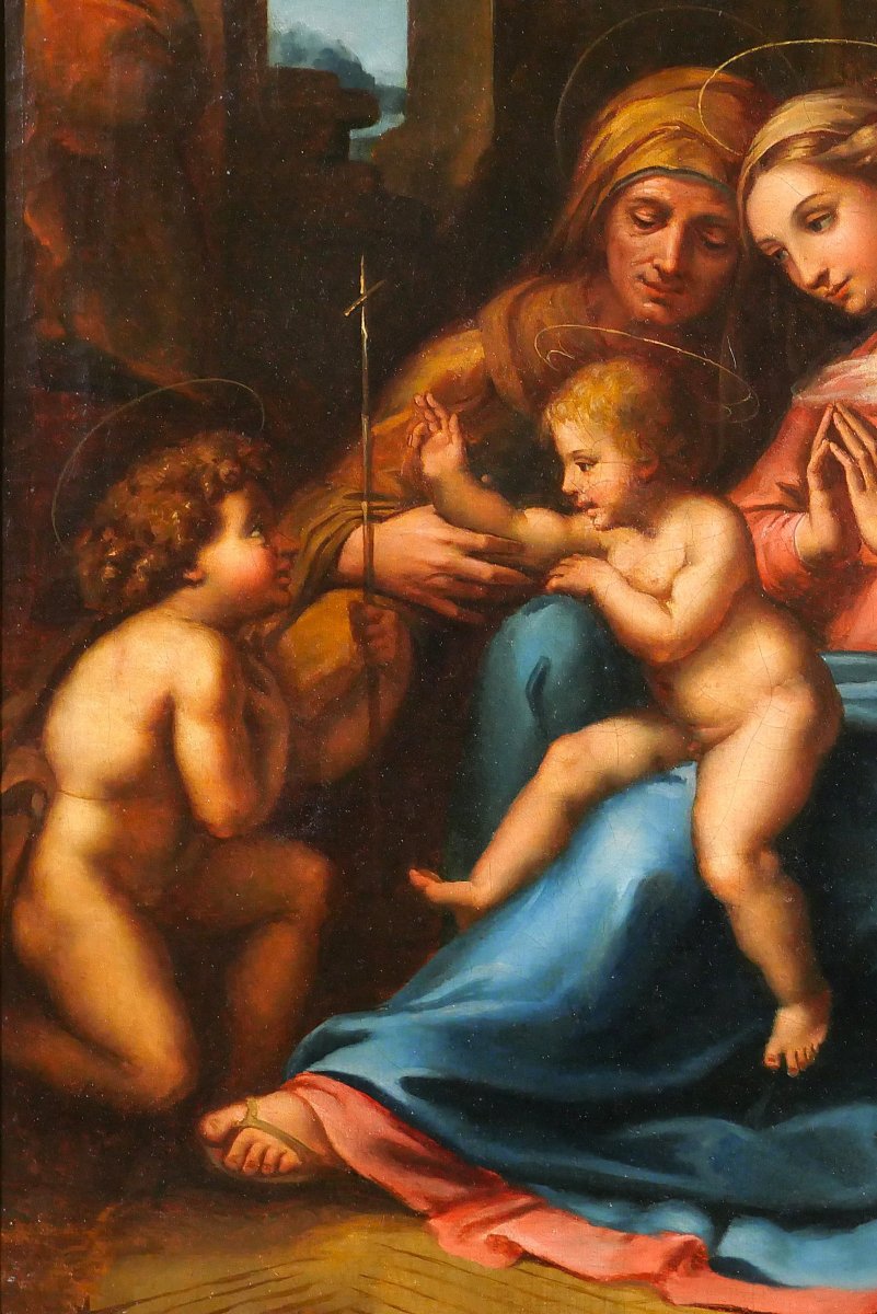 Ecole italienne 19e d'après Raphaël 1516 La Madone de l'Amour divin, tableau Raffaello Sanzio-photo-4