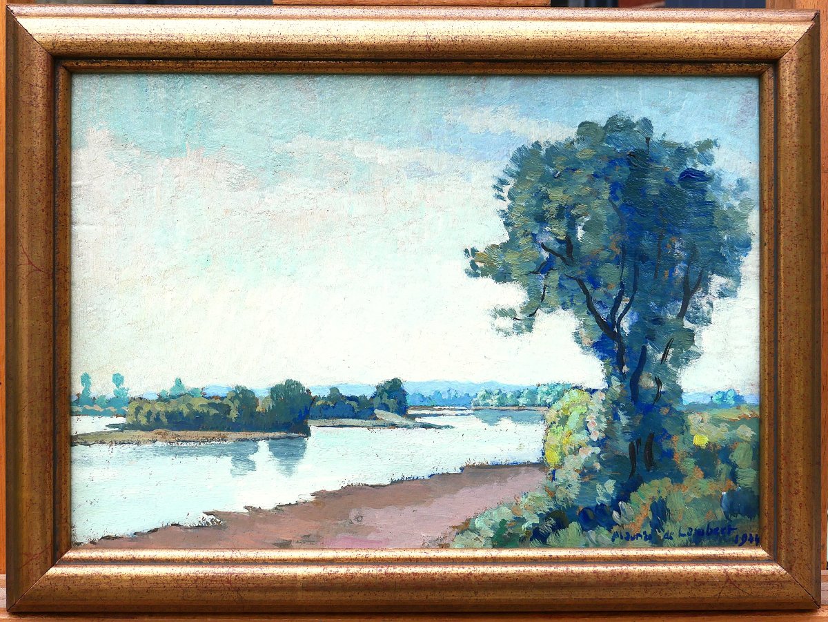 Maurice de Lambert 1873-1953 La Charité-sur-Loire, paysage, Nièvre, tableau, Loire-photo-2