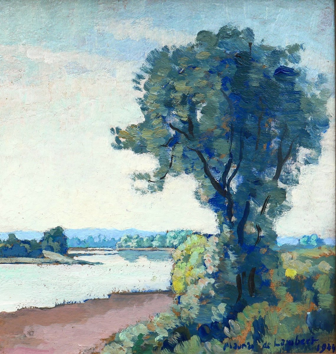 Maurice de Lambert 1873-1953 La Charité-sur-Loire, paysage, Nièvre, tableau, Loire-photo-4