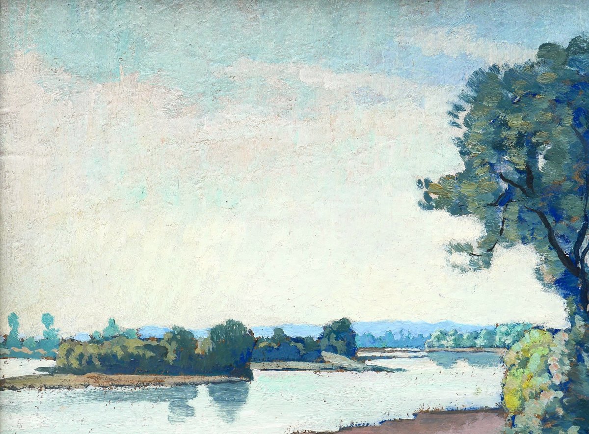 Maurice de Lambert 1873-1953 La Charité-sur-Loire, paysage, Nièvre, tableau, Loire-photo-1