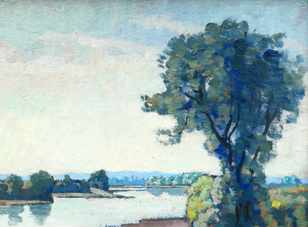 Maurice de Lambert 1873-1953 La Charité-sur-Loire, paysage, Nièvre, tableau, Loire-photo-2