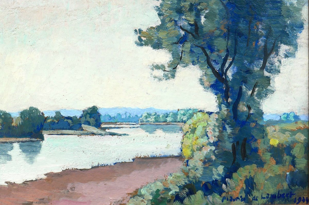 Maurice de Lambert 1873-1953 La Charité-sur-Loire, paysage, Nièvre, tableau, Loire-photo-3