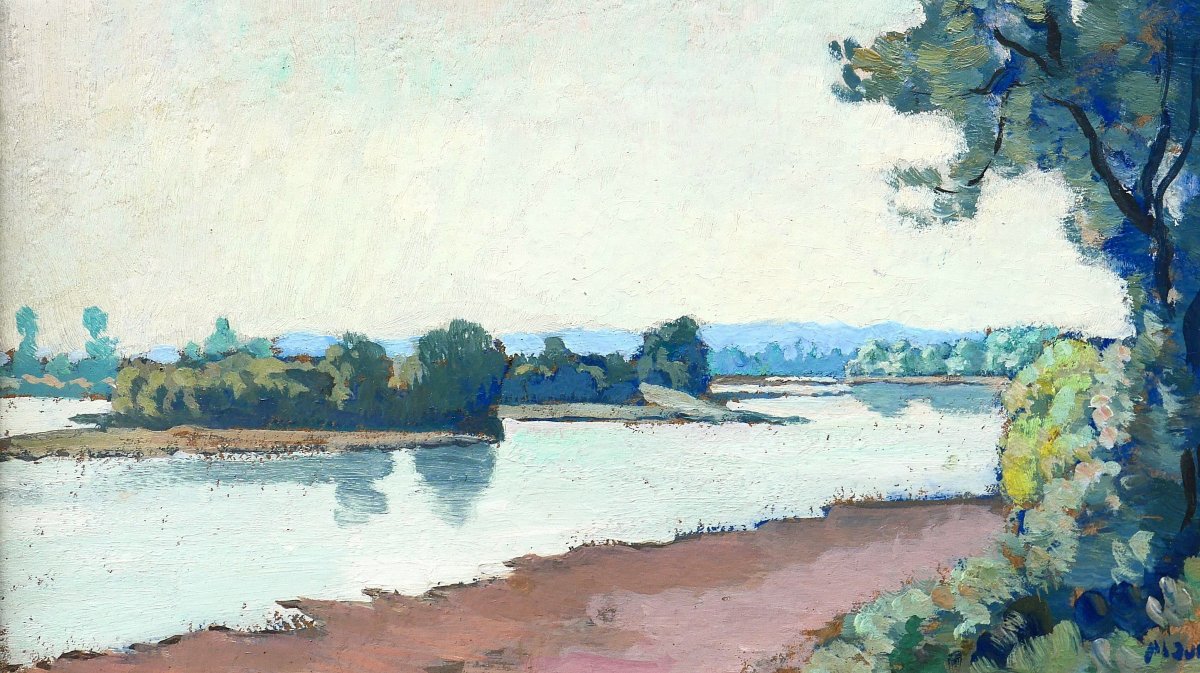 Maurice de Lambert 1873-1953 La Charité-sur-Loire, paysage, Nièvre, tableau, Loire-photo-4