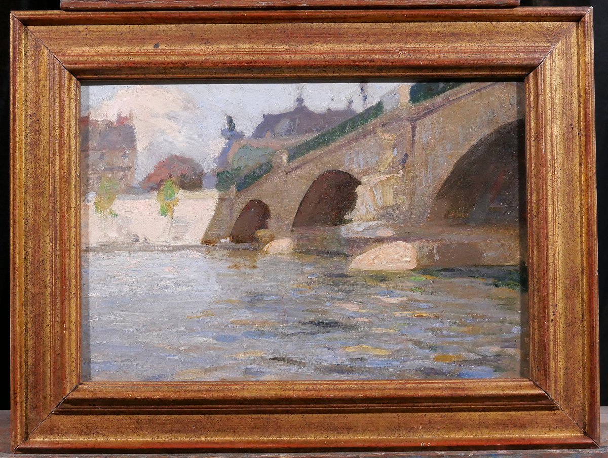 Julien-Jacques Leclerc 1885-1972 Paris, Le pont des Invalides, tableau paysage Seine vers 1920-photo-2