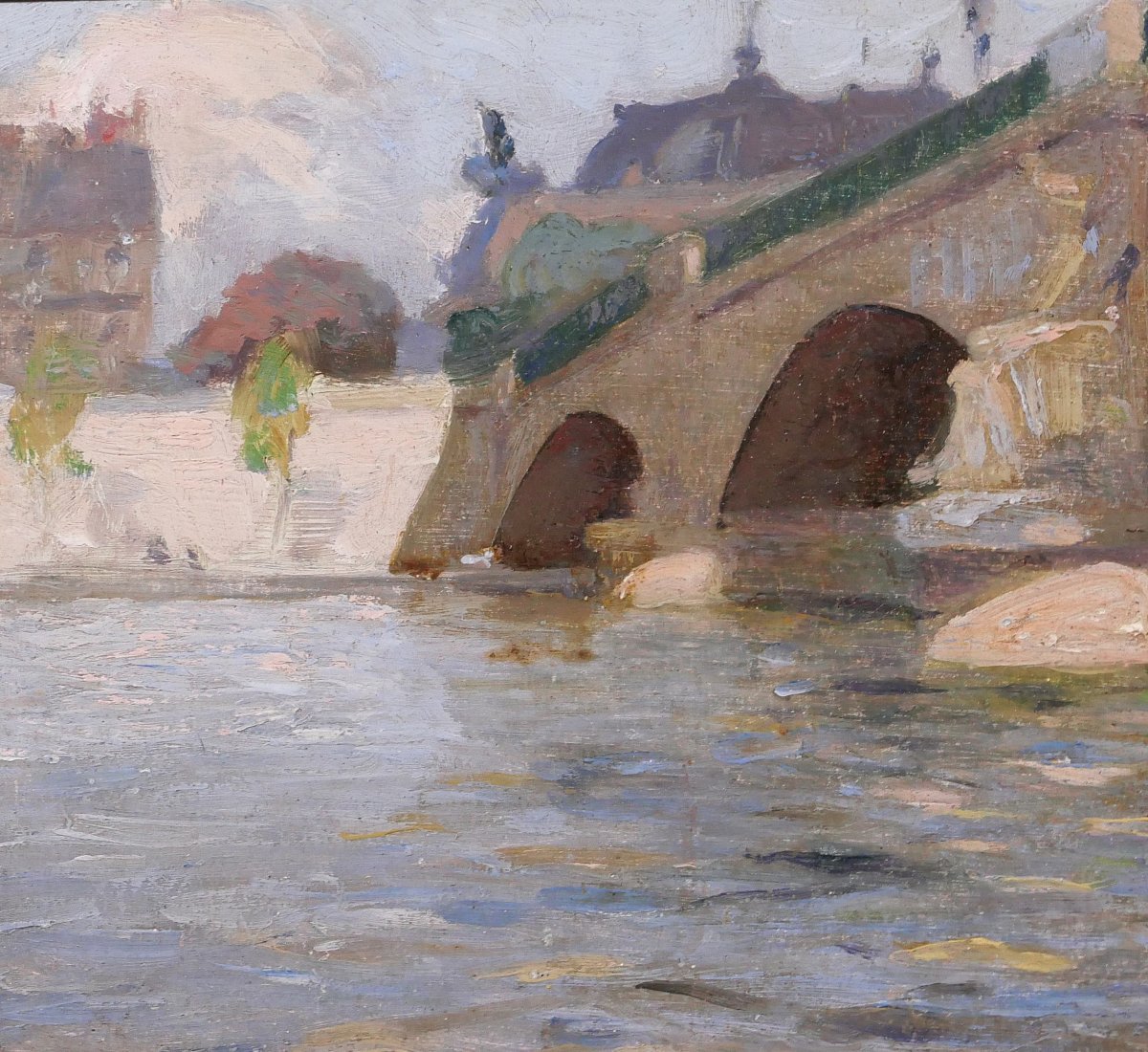 Julien-Jacques Leclerc 1885-1972 Paris, Le pont des Invalides, tableau paysage Seine vers 1920-photo-3