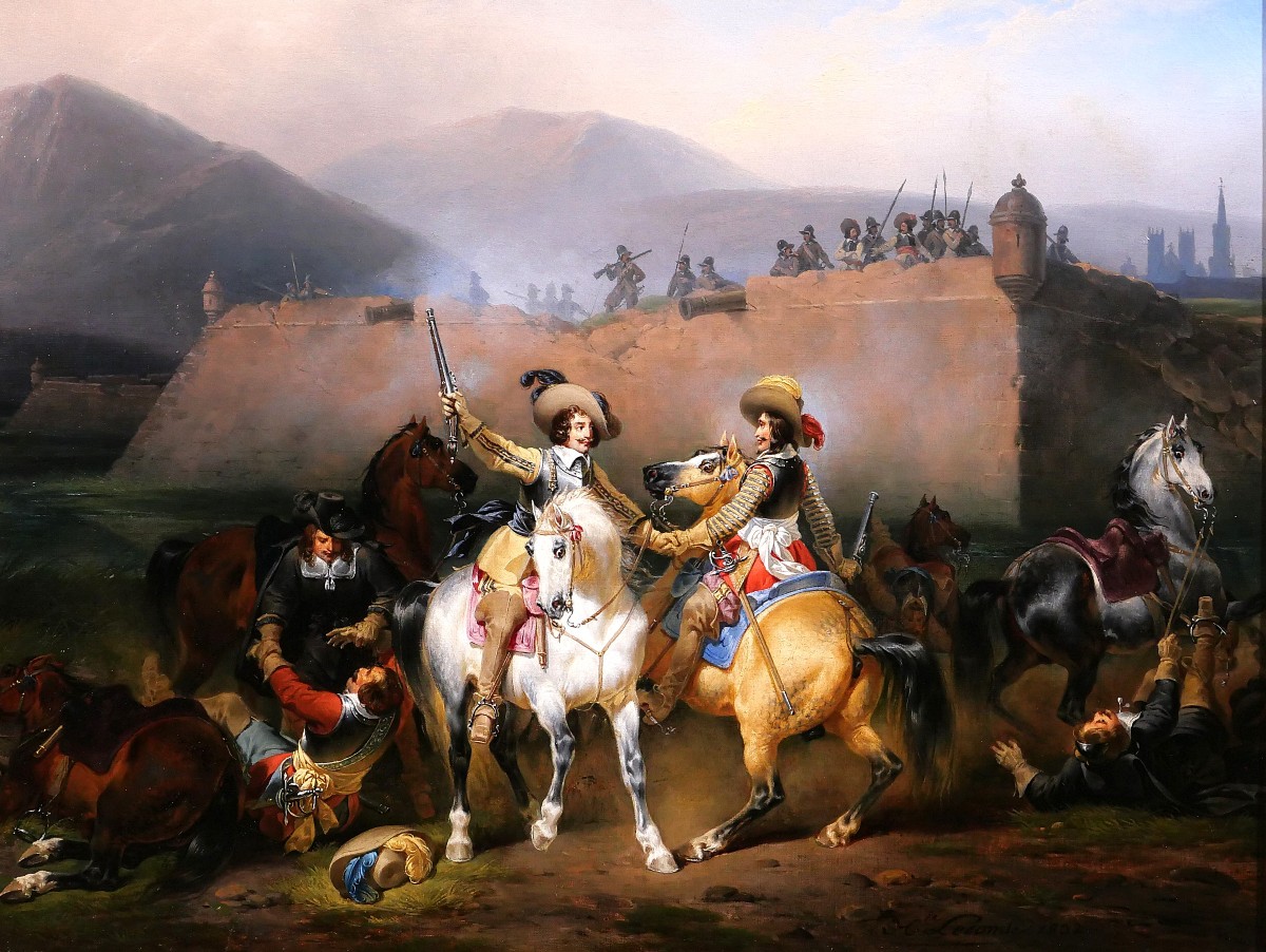 Hippolyte Lecomte 1781-1857 Cinq-mars, The Duel, Troubadour Painting, 1832, Vigny Romanticism