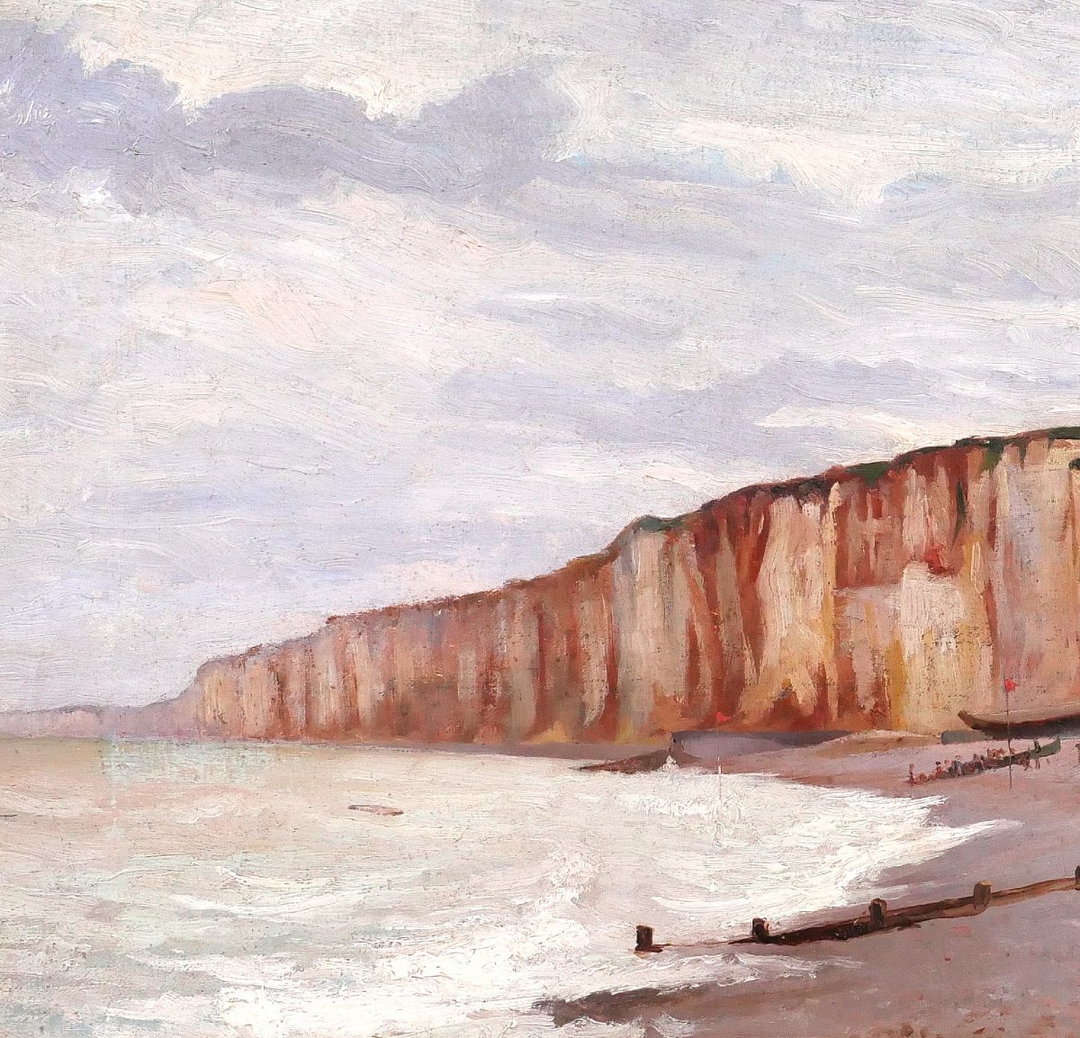 Jules Aviat 1844-1931 Normandy, Saint-valéry-en-caux, Painting 1875 Landscape Impressionism -photo-3