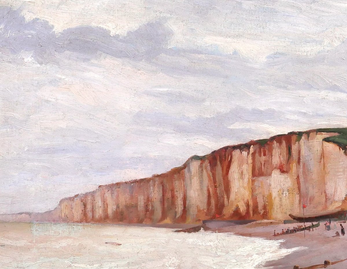 Jules Aviat 1844-1931 Normandy, Saint-valéry-en-caux, Painting 1875 Landscape Impressionism -photo-1