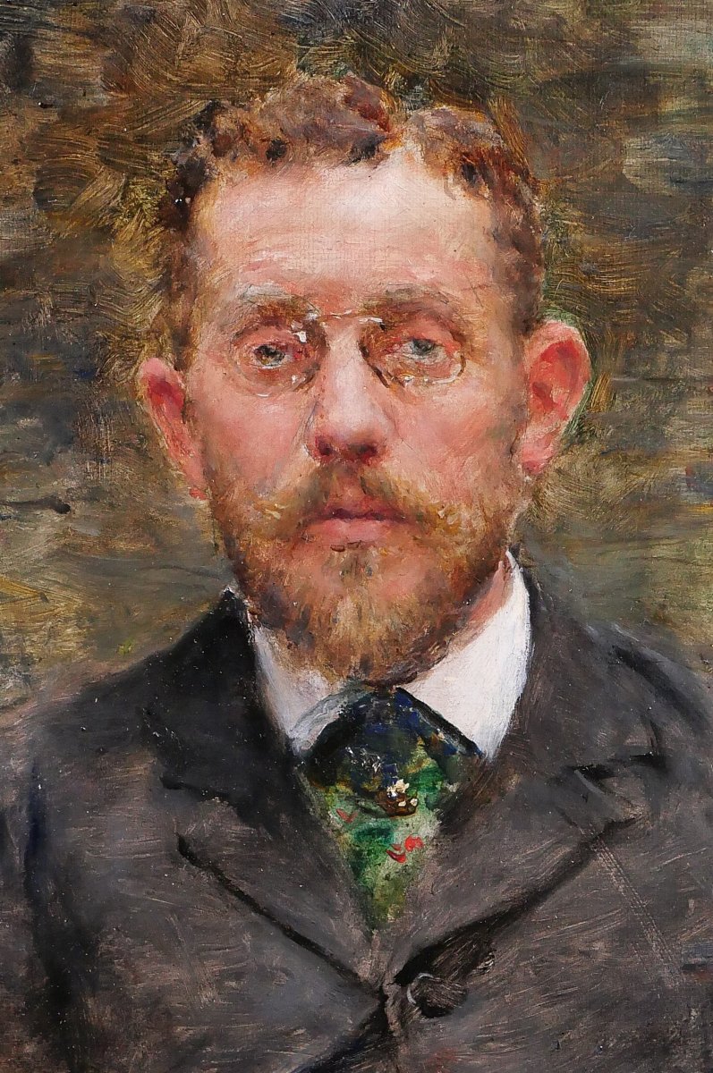Georges Moreau De Tours 1848-1901 Portrait Of Doctor Critzman, Painting Circa 1880-90 Man-photo-1