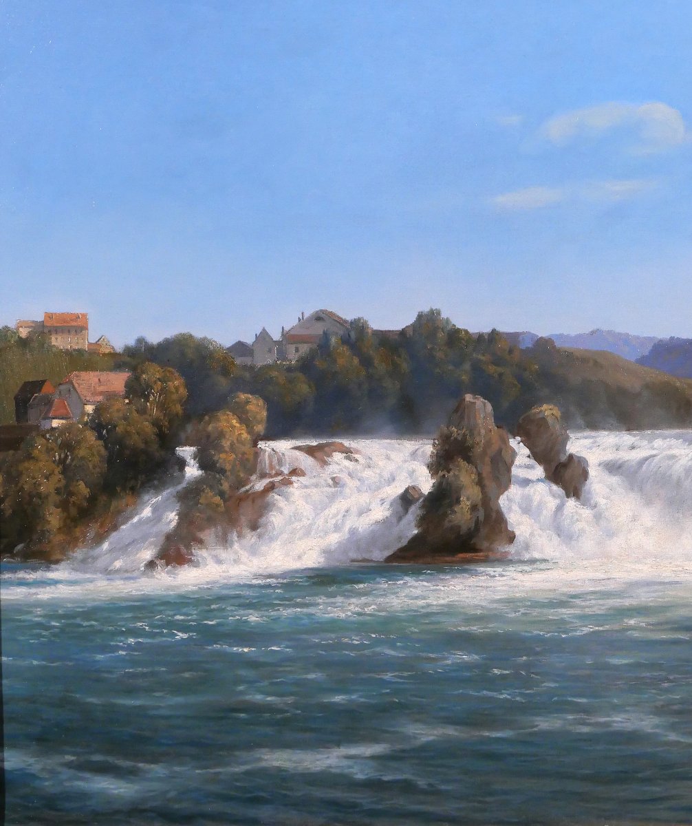 Johann Jakob ULRICH 1798-1877 Les chutes du Rhin, Neuhausen am Rheinfall, Suisse, tableau 1866-photo-3