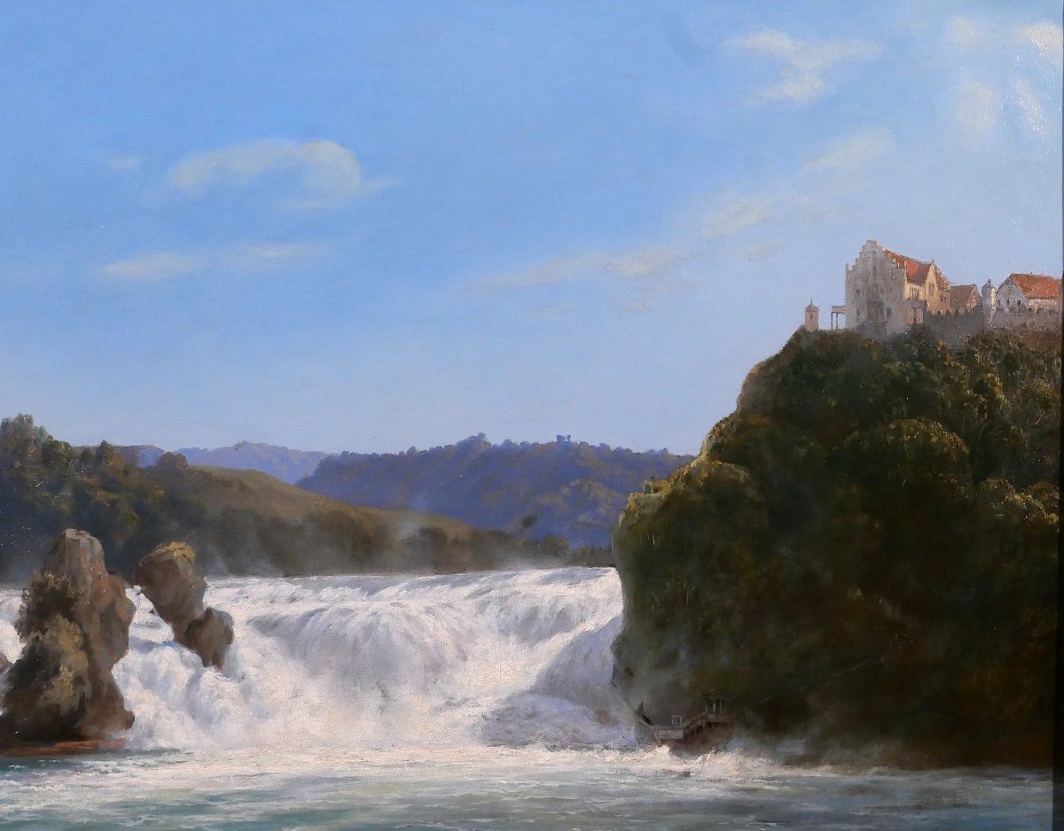 Johann Jakob ULRICH 1798-1877 Les chutes du Rhin, Neuhausen am Rheinfall, Suisse, tableau 1866-photo-2