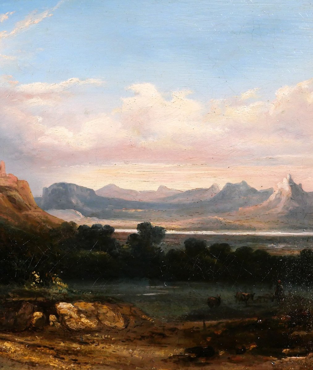 Louis-A. Lapito (att. à) 1803-1874 Italie, paysage aux ruines, tableau, 1830-40, romantisme-photo-4