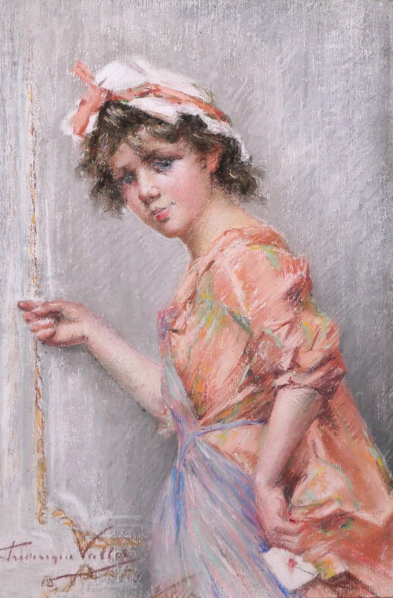 Frédérique Vallet-bisson 1862-1948 Portrait Of A Woman, Pastel, Circa 1890 Impressionism Renoir