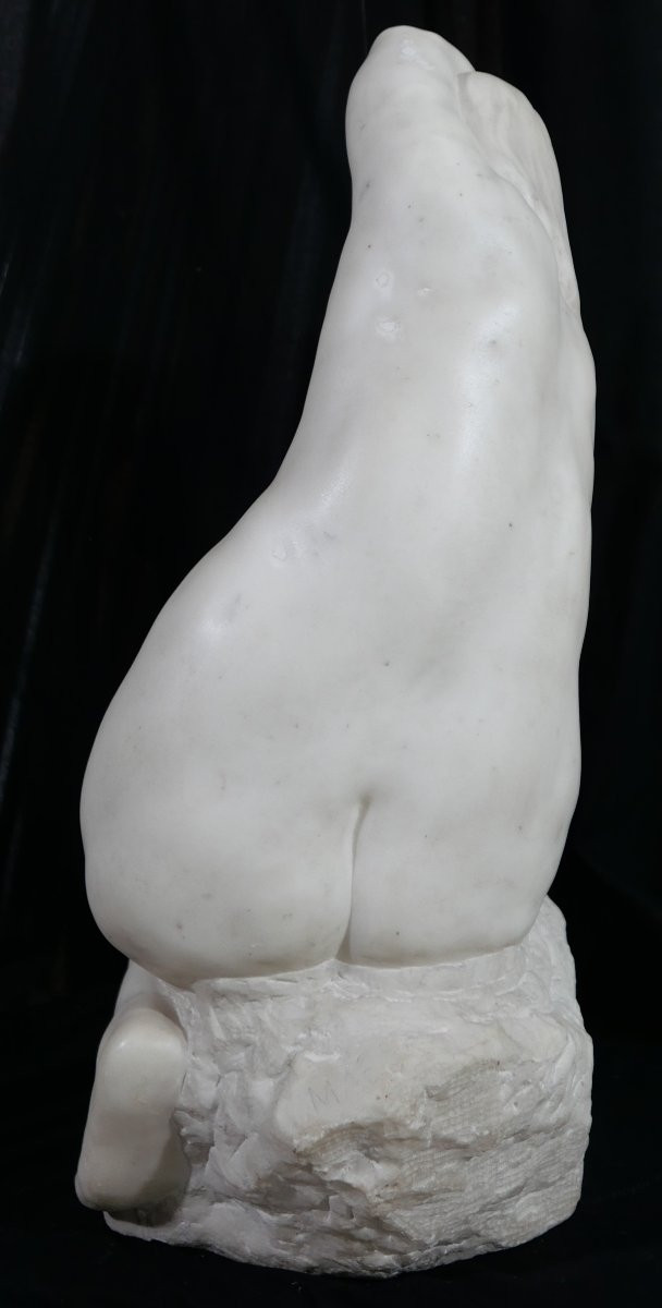 Jules Oscar MAES 1881-1964 Femme nue, baigneuse, sculpture marbre, vers 1920 statue Art Déco-photo-4
