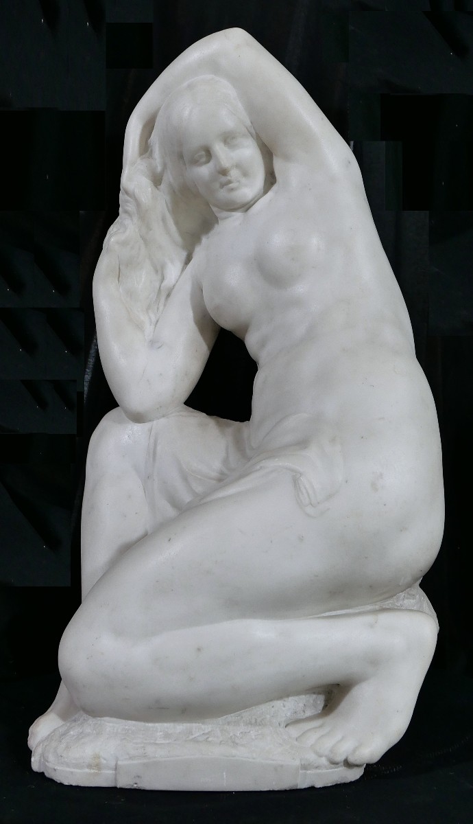 Jules Oscar MAES 1881-1964 Femme nue, baigneuse, sculpture marbre, vers 1920 statue Art Déco