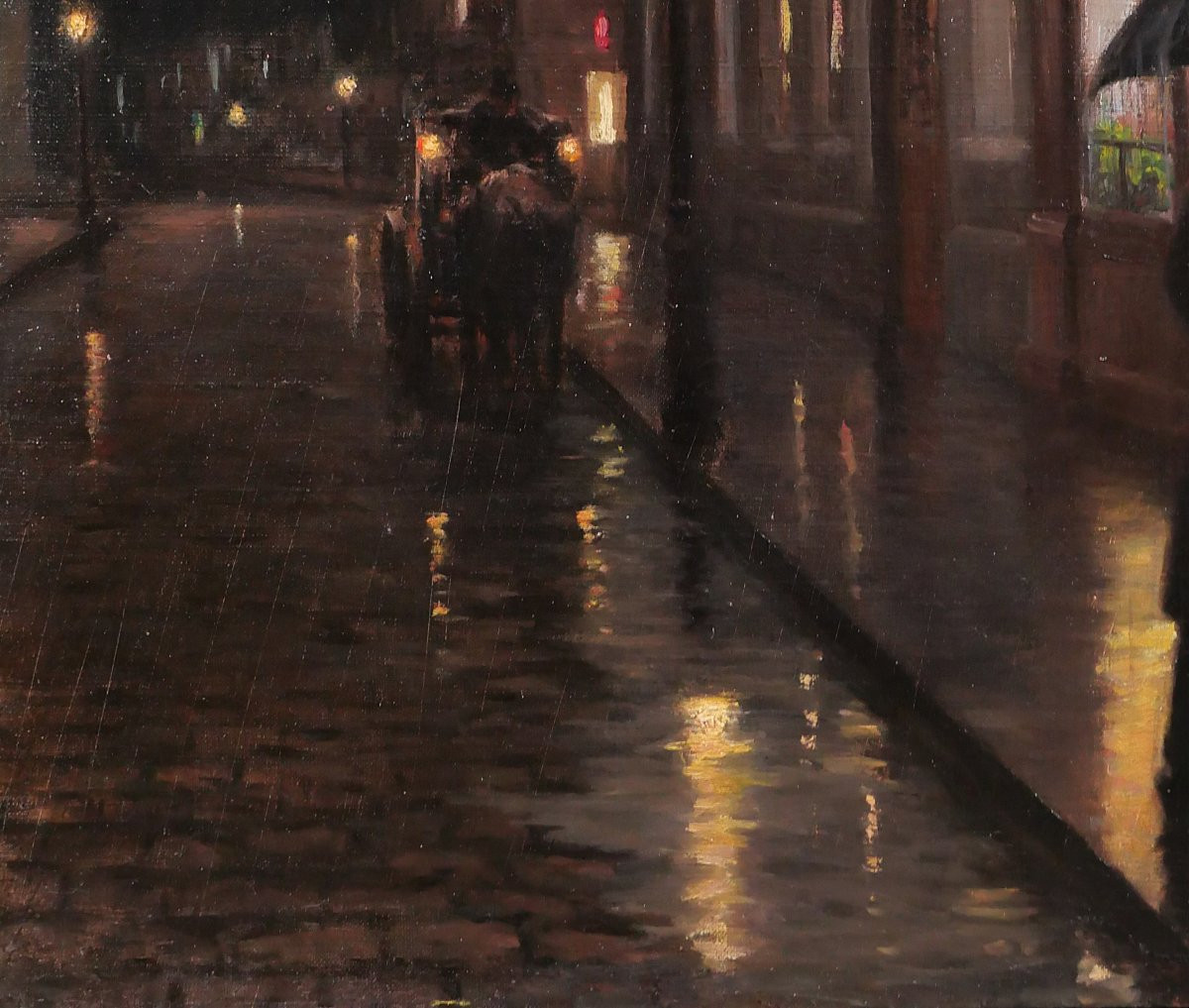 Frédéric Levé 1877-1968 Couple Kissing At Night In Paris, Painting, Circa 1908 Impressionism-photo-4