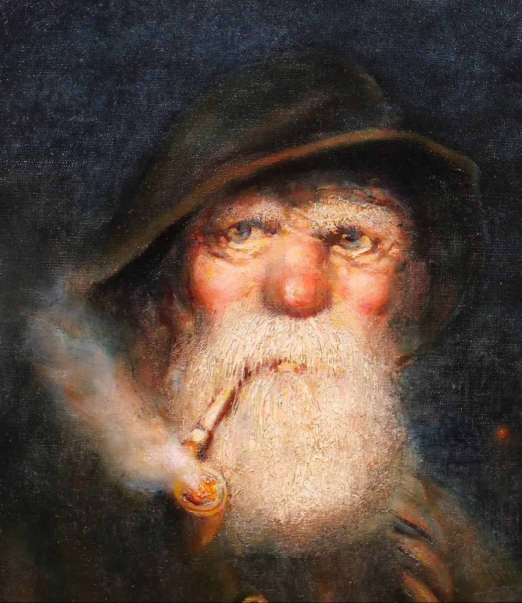 German School, Early 20th Century Portrait Of A Man, Fisherman From Lofoten, Norway, 1917, Signed-photo-1