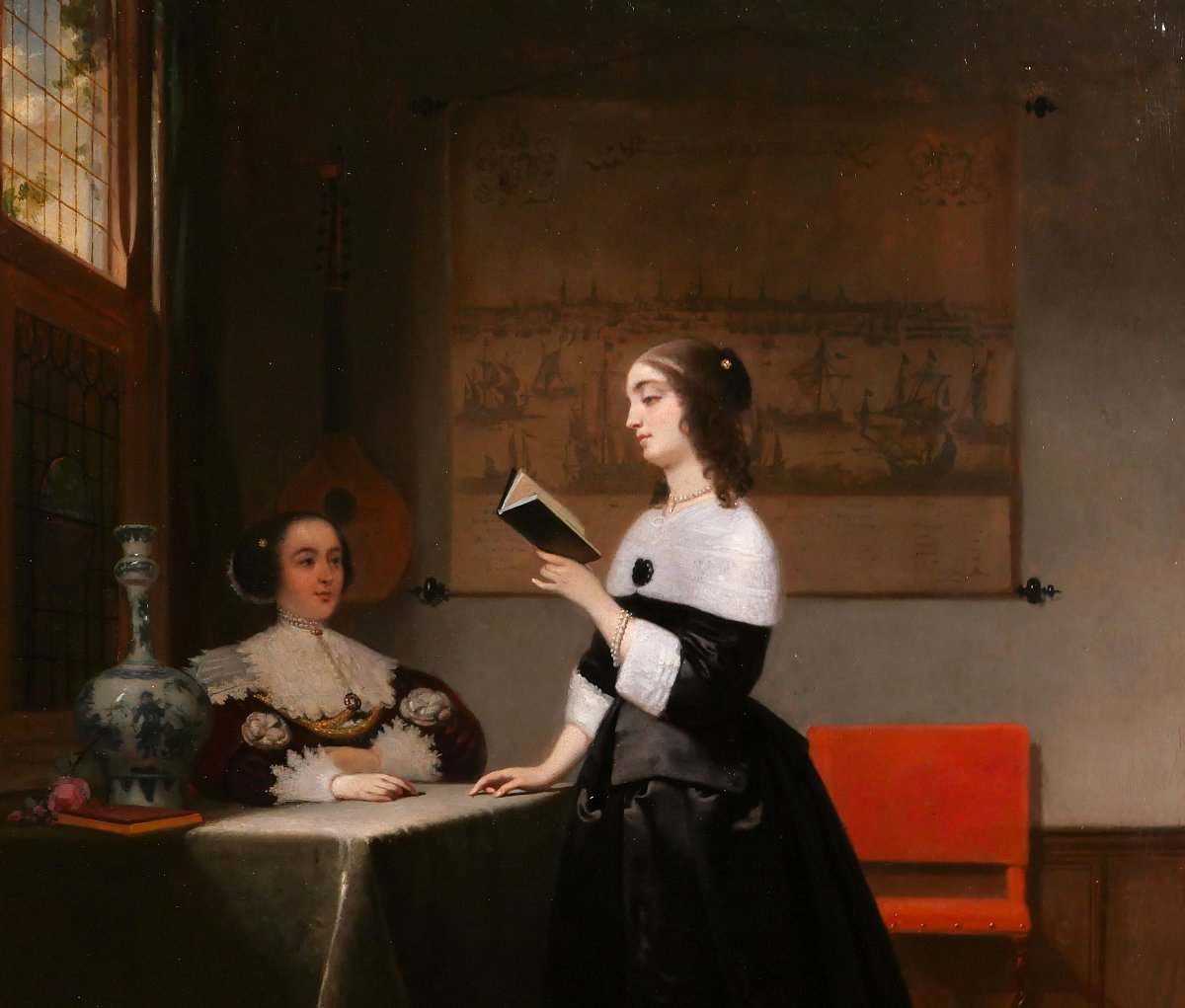 Johannes Cornelis Mertz 1819-1891 Reading The Letter, Painting, 1858 Netherlands, Vermeer-photo-3
