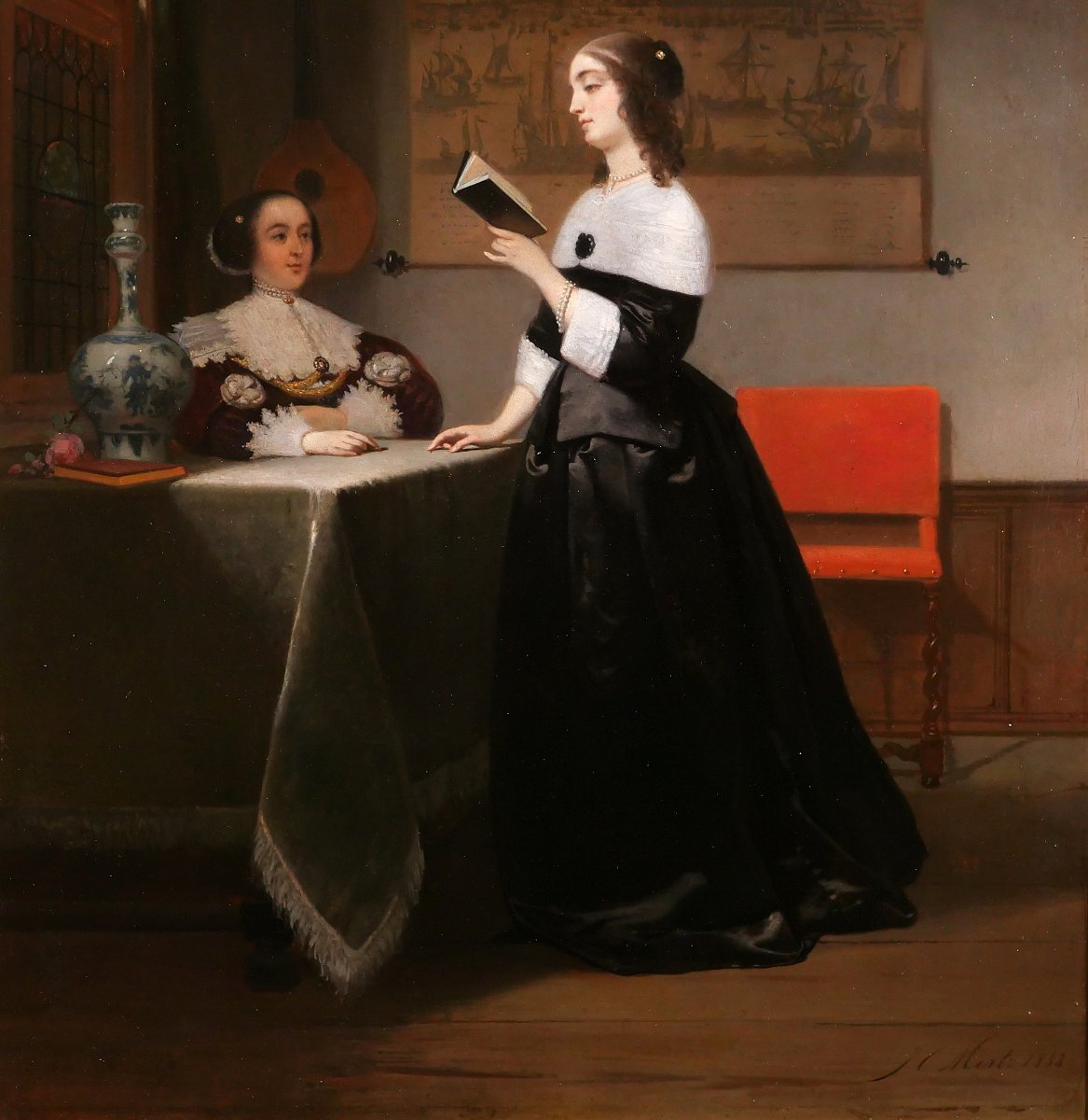 Johannes Cornelis Mertz 1819-1891 Reading The Letter, Painting, 1858 Netherlands, Vermeer-photo-4