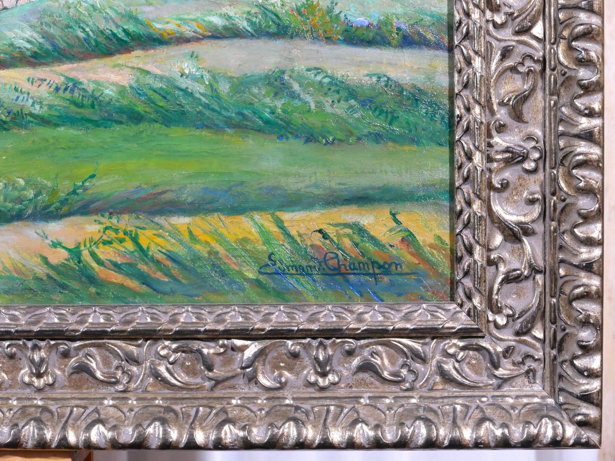 Edmond Champon 1879-1963 Brittany, Loctudy, Scene Of Pardon, Large Painting 1911 Landscape-photo-7