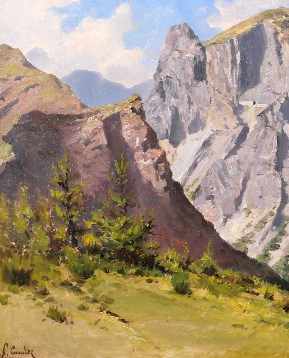 François Gautier 1842-1917 Paysage de montagne, Provence ?, tableau, vers 1900 impressionnisme-photo-3