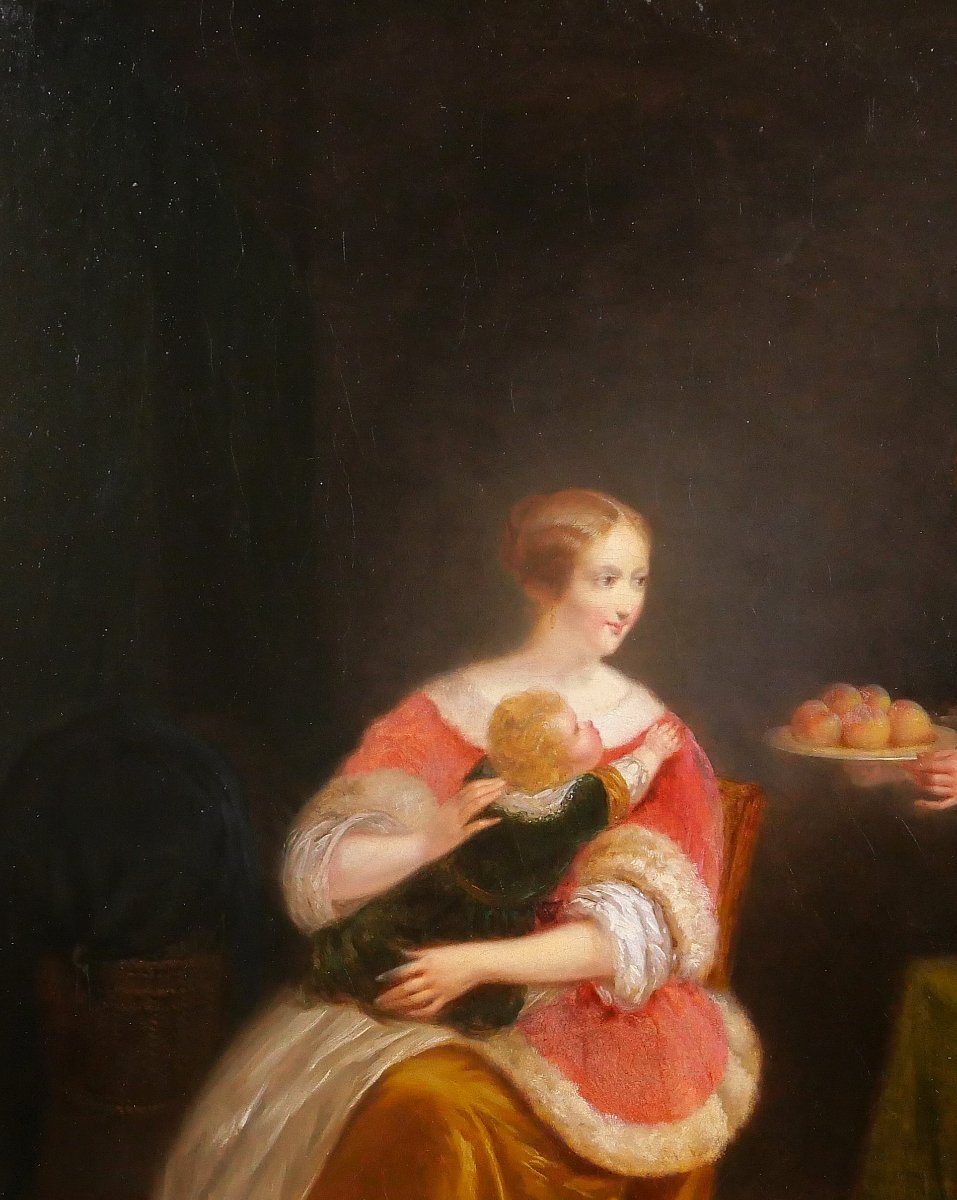 Jean-auguste Teste 1807-1886 Interior Scene With Dog And Still Life, Painting, 1854 Romantism-photo-1