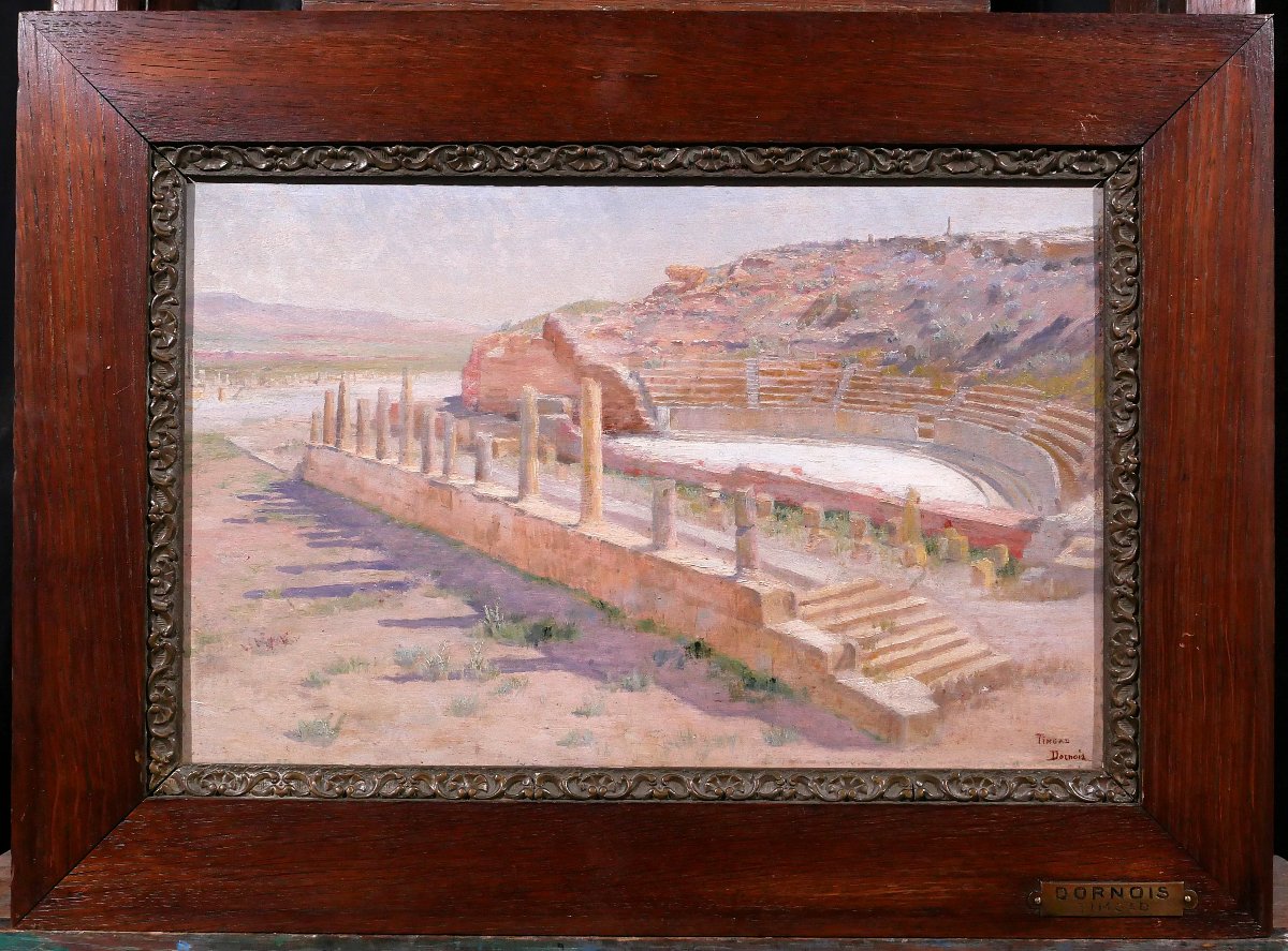 Albert-pierre Dornois 1848-1923 Algeria, The Ruins Of The Roman Theater Of Timgad, Painting, 1901-photo-2