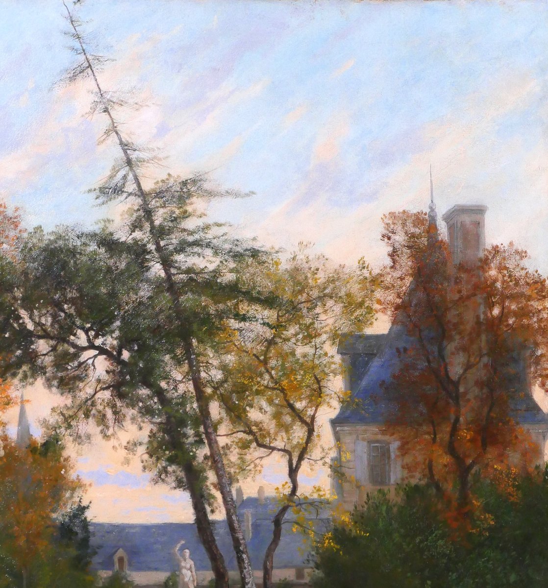 Fernand LUTSCHER 1848-1923 La rencontre dans le parc du chateau, grand tableau, 1879 paysage-photo-2