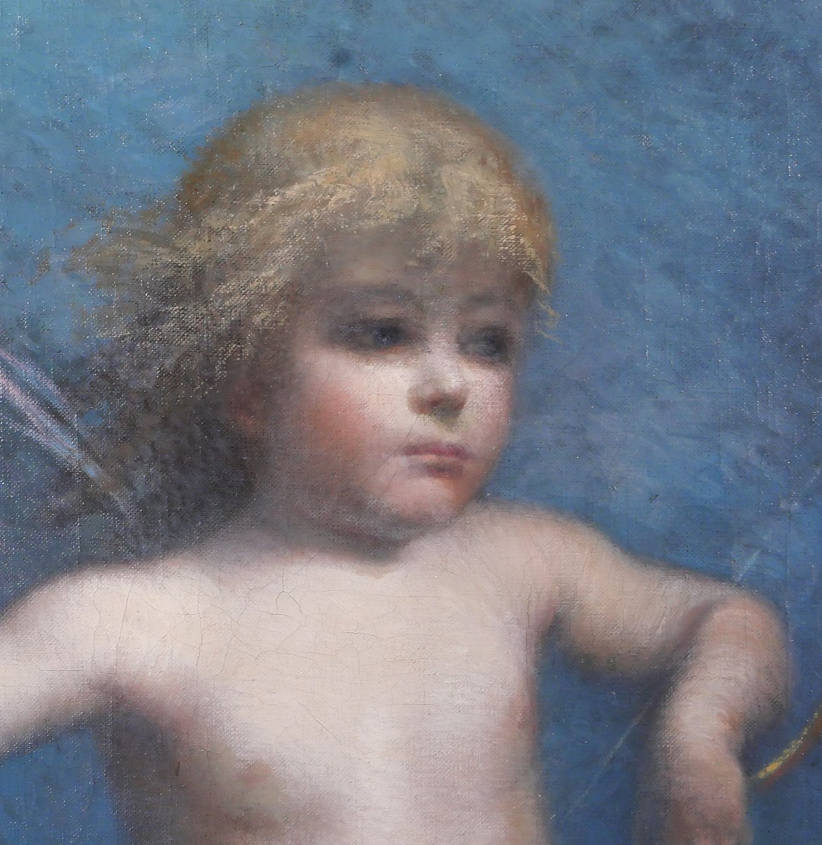  Jean Eyckelbosch 19-20e Angelot en Cupidon, grand tableau, vers 1900 Belgique mythologie-photo-3