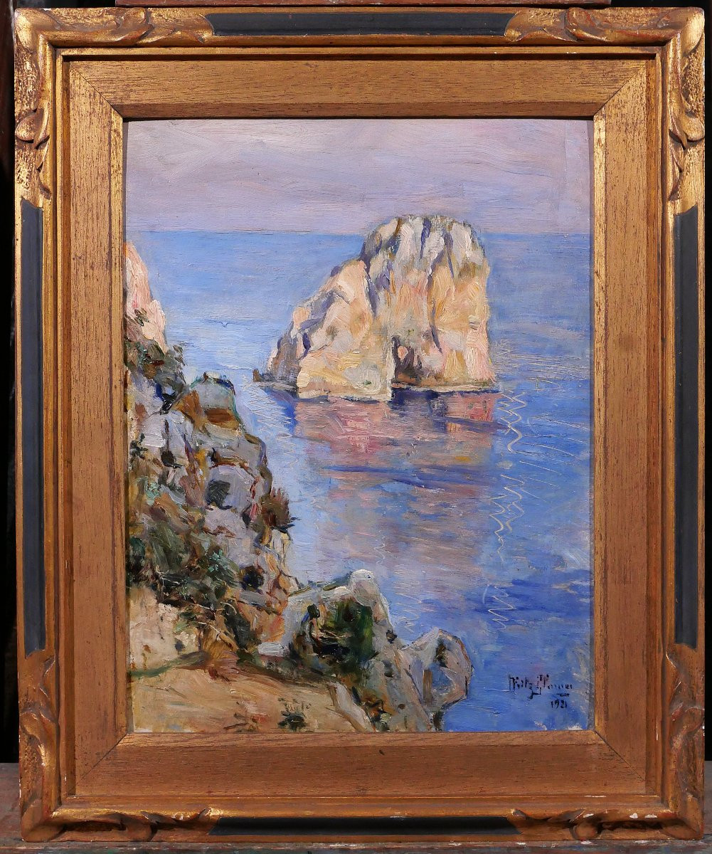 Fritz Glarner 1899-1972 Italy, Capri, Seascape, Painting, 1921 Napoli-photo-2