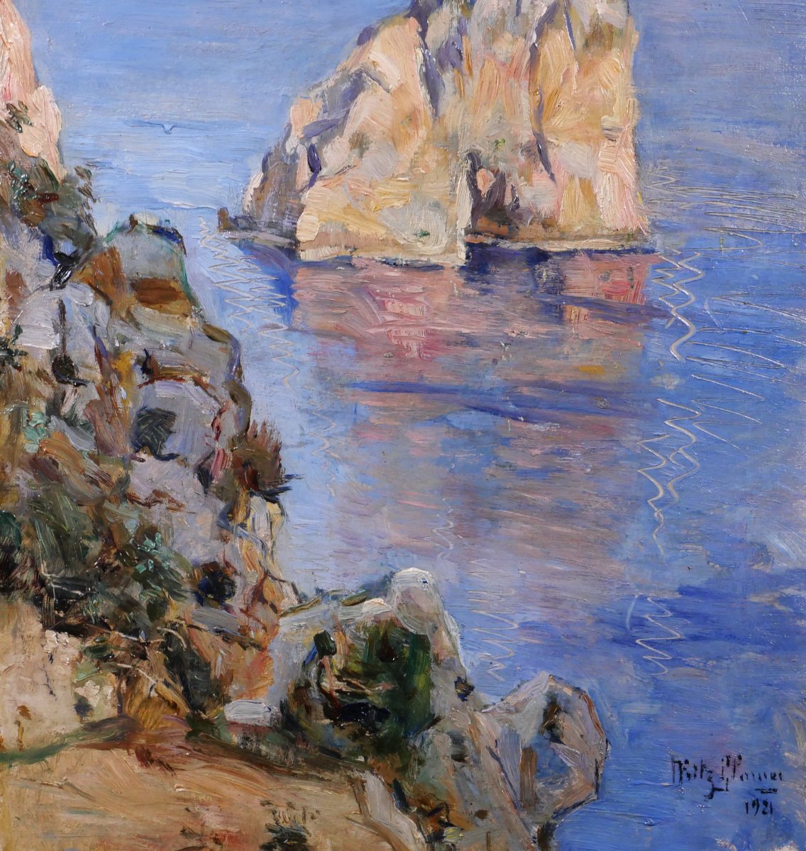 Fritz Glarner 1899-1972 Italy, Capri, Seascape, Painting, 1921 Napoli-photo-4