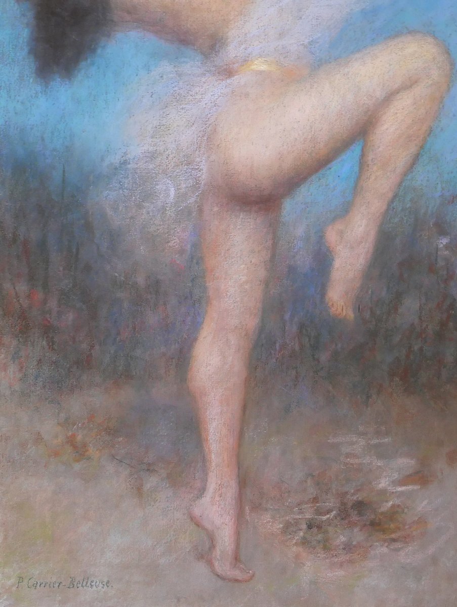 Pierre Carrier-Belleuse 1851-1932 Danseuse, grand pastel, vers 1920 femme nue danse tableau-photo-4