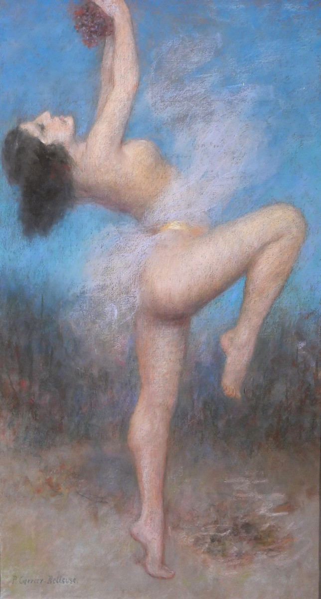 Pierre Carrier-Belleuse 1851-1932 Danseuse, grand pastel, vers 1920 femme nue danse tableau