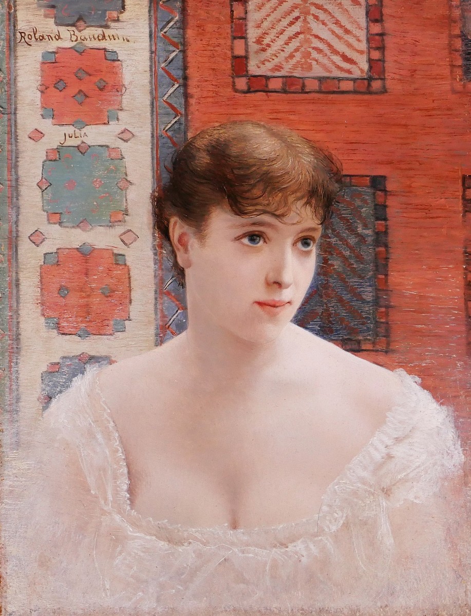 Roland Bauduin 1853-1925 Portrait Of A Woman, Julia, Painting, Circa 1890-1900 Impressionism