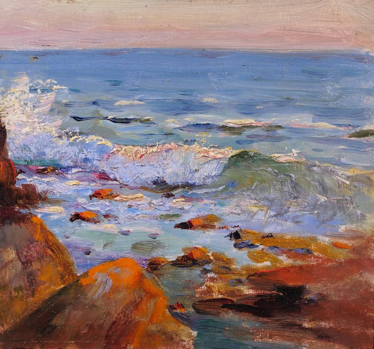 Jules-alexis Muenier 1863-1942 Seascape, Red Rocks, Agay Impressionism Painting-photo-4