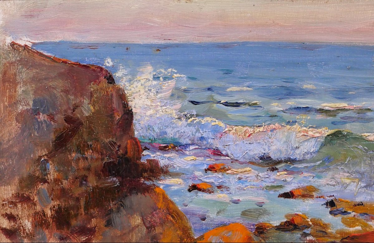 Jules-alexis Muenier 1863-1942 Seascape, Red Rocks, Agay Impressionism Painting-photo-1