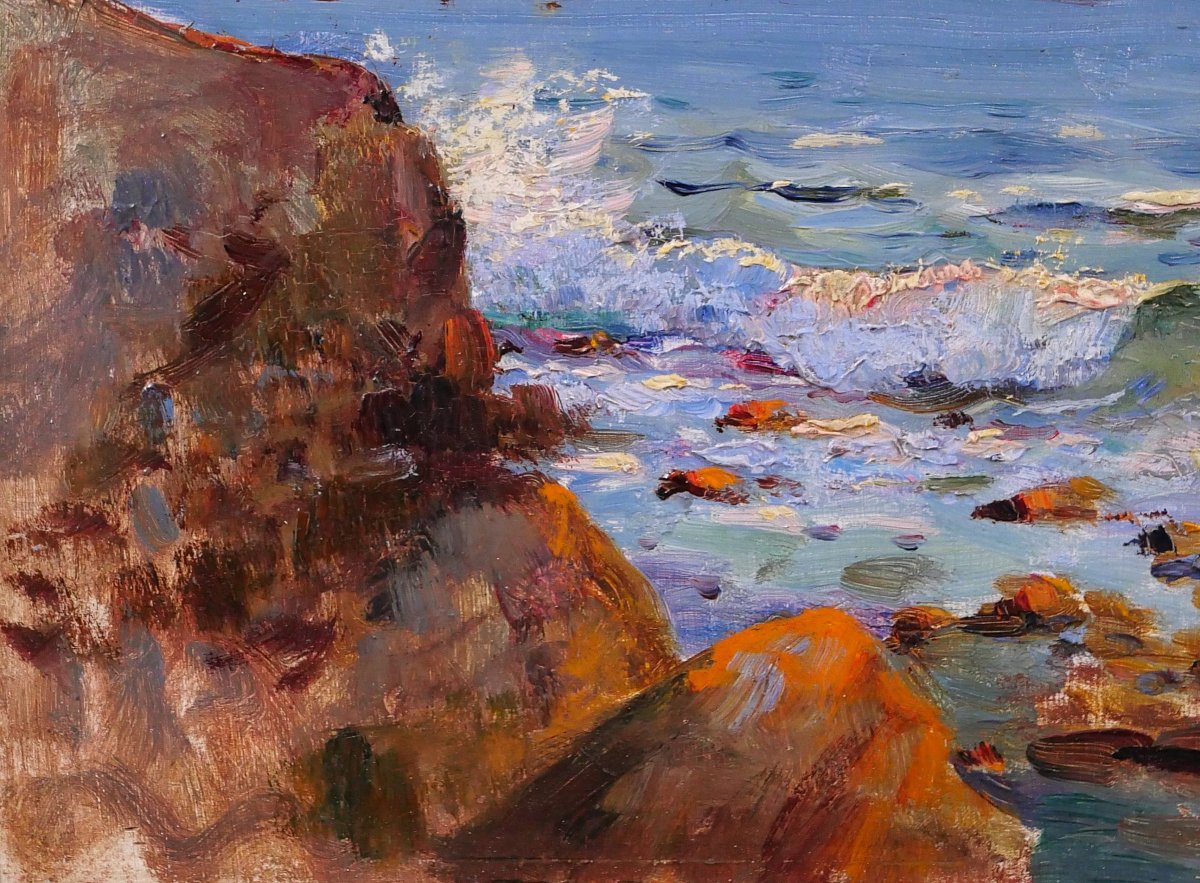 Jules-alexis Muenier 1863-1942 Seascape, Red Rocks, Agay Impressionism Painting-photo-4