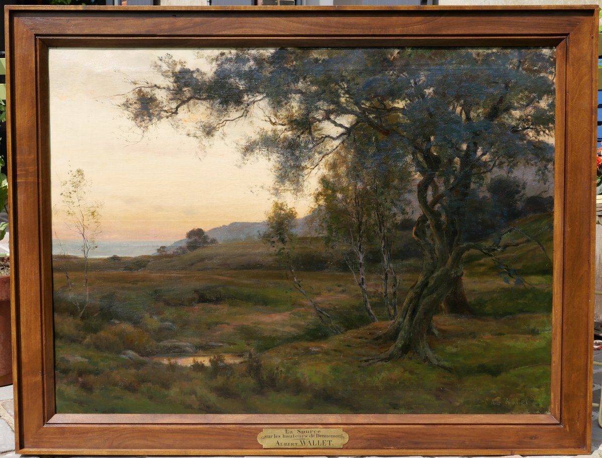 Albert-Charles Wallet, Paysage de coucher de soleil, grand tableau, Salon 1896, Dennemont-photo-2