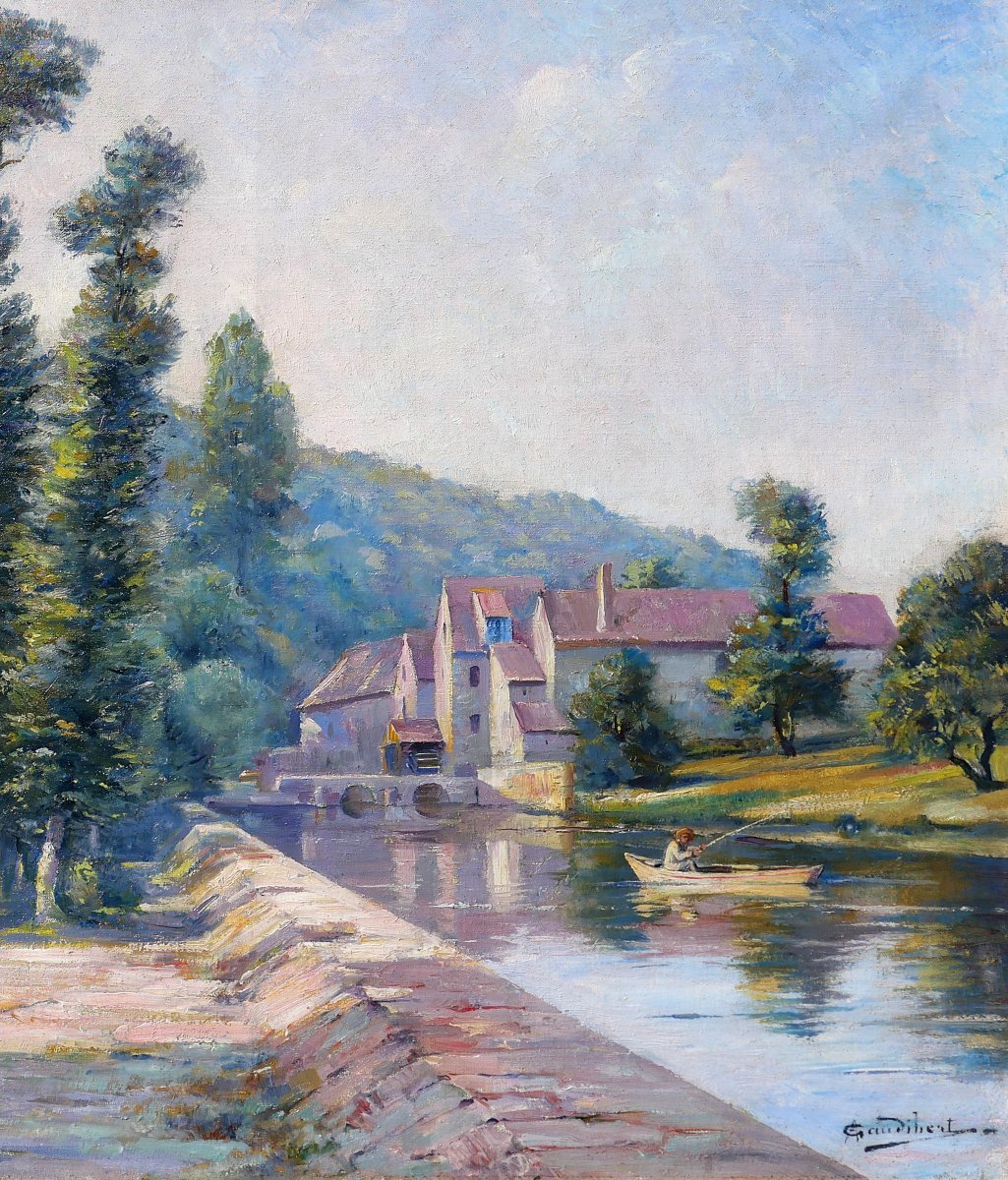 Auguste Gaudibert 1865-1908 Burgundy, Yonne, Landscape, Painting Circa 1900 Impressionism-photo-4
