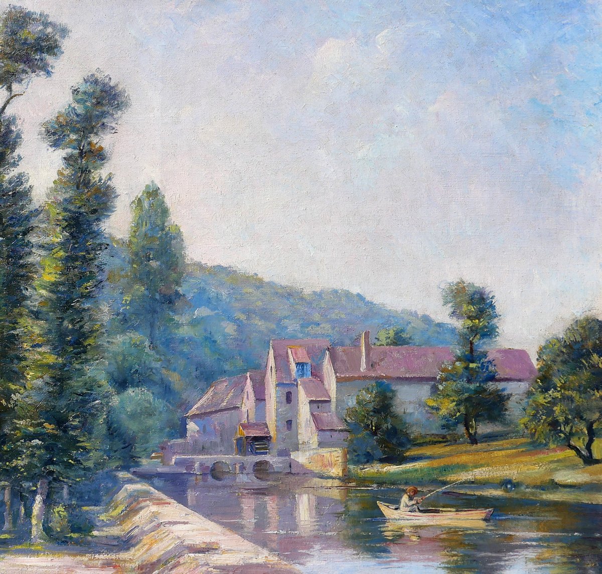 Auguste Gaudibert 1865-1908 Burgundy, Yonne, Landscape, Painting Circa 1900 Impressionism-photo-2