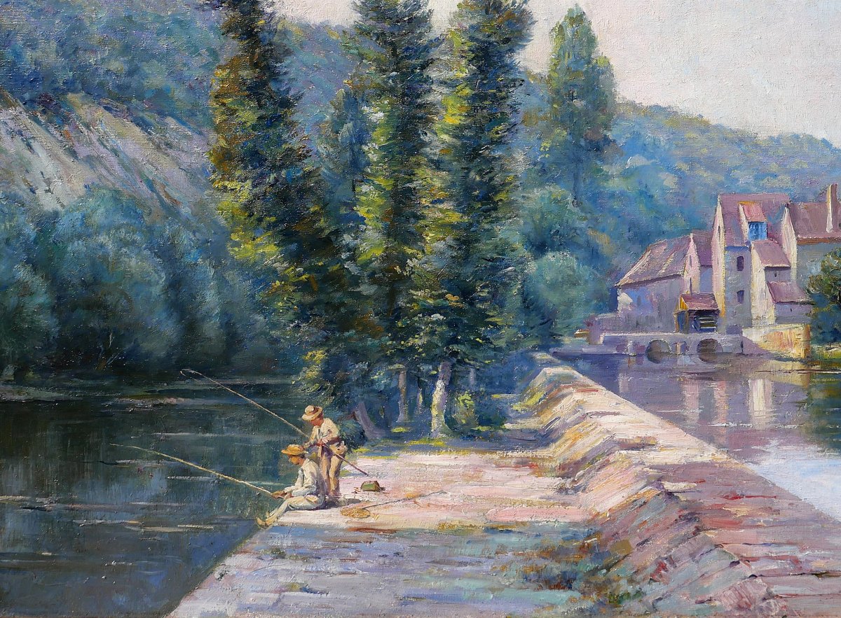 Auguste Gaudibert 1865-1908 Burgundy, Yonne, Landscape, Painting Circa 1900 Impressionism-photo-4