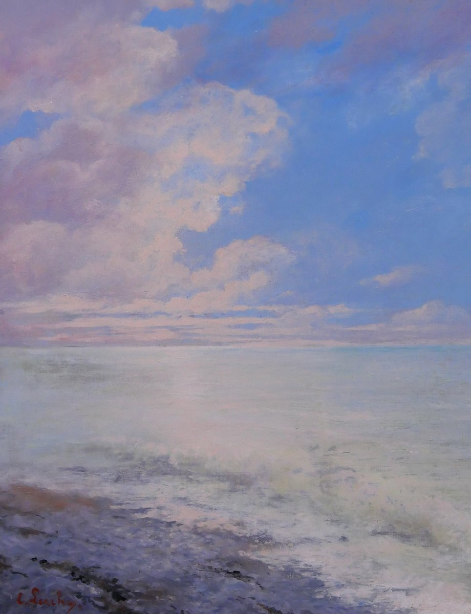 Edouard Larche 1855-1939 Study Of Sky, Seascape, Painting Circa 1900 Impressionism Boudin-photo-3