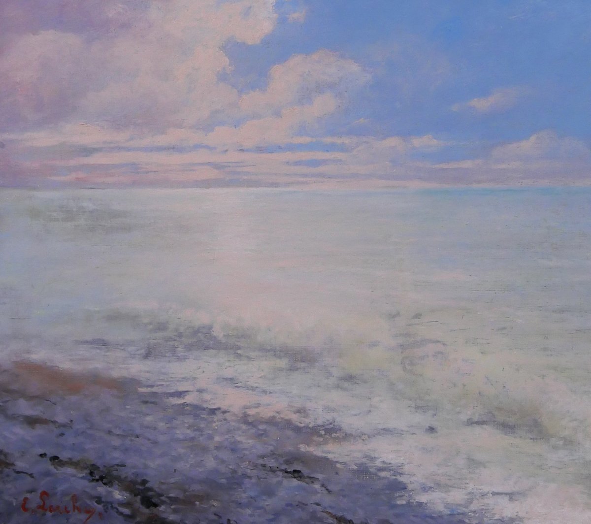 Edouard Larche 1855-1939 Study Of Sky, Seascape, Painting Circa 1900 Impressionism Boudin-photo-4