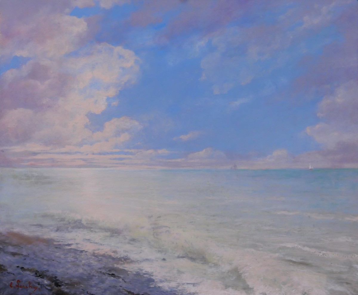 Edouard Larche 1855-1939 Study Of Sky, Seascape, Painting Circa 1900 Impressionism Boudin