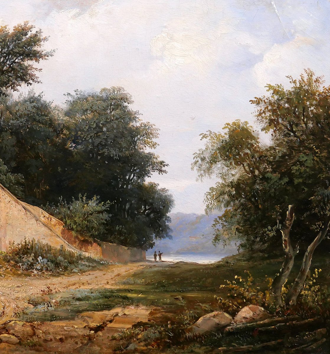 Christian BRUNE 1793-1849 Paysage au pont, tableau vers 1820-30 romantisme Bertin-photo-4