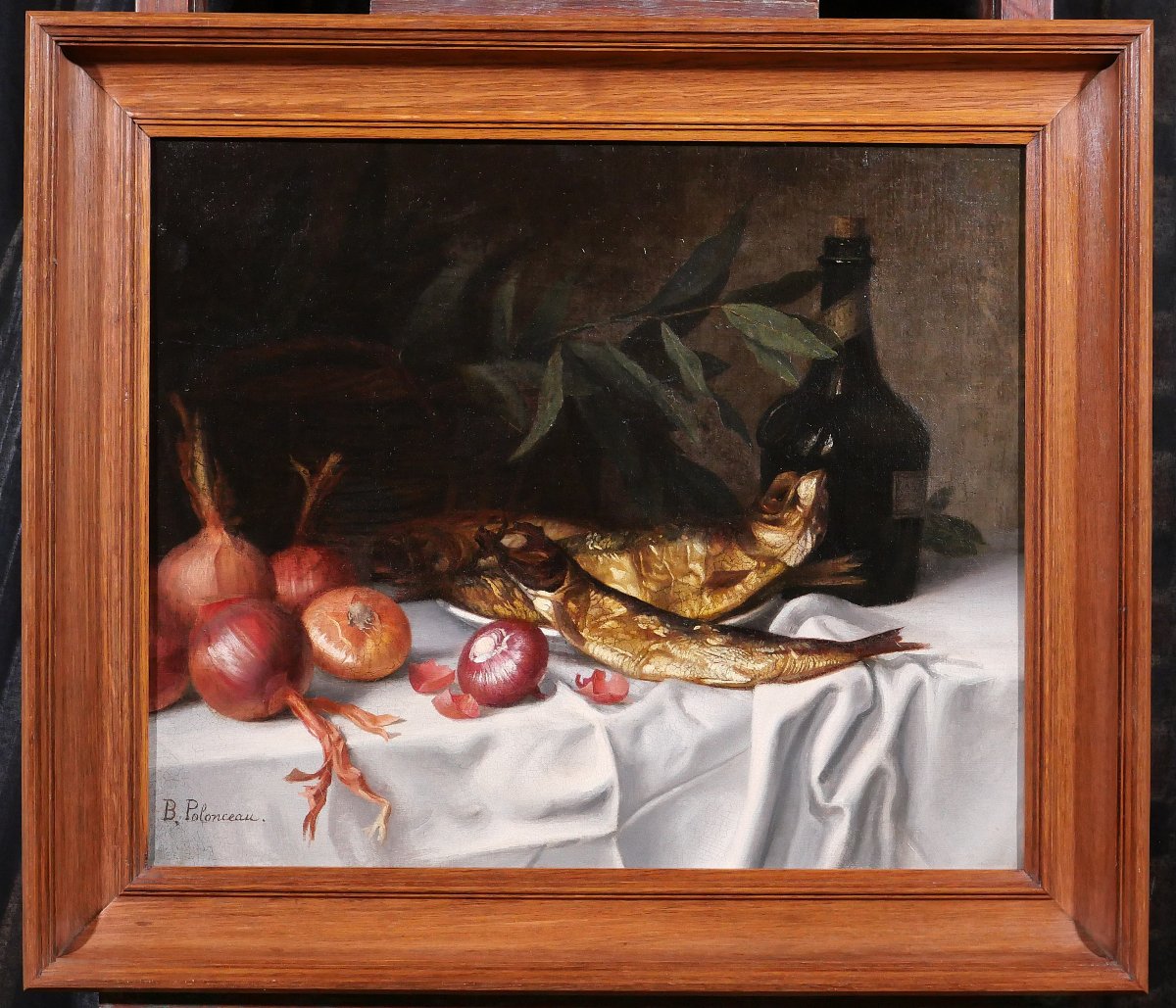 Blanche Polonceau 1846-1914 Still Life With Herring And Onions, Painting, Circa 1880-90-photo-2