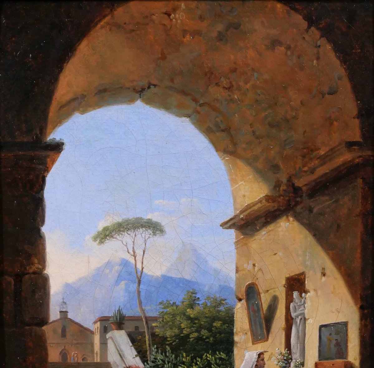 Jean-baptiste Berlot 1775-1840 Italy, Oratory In An Ancient Ruin, Painting, Landscape-photo-3